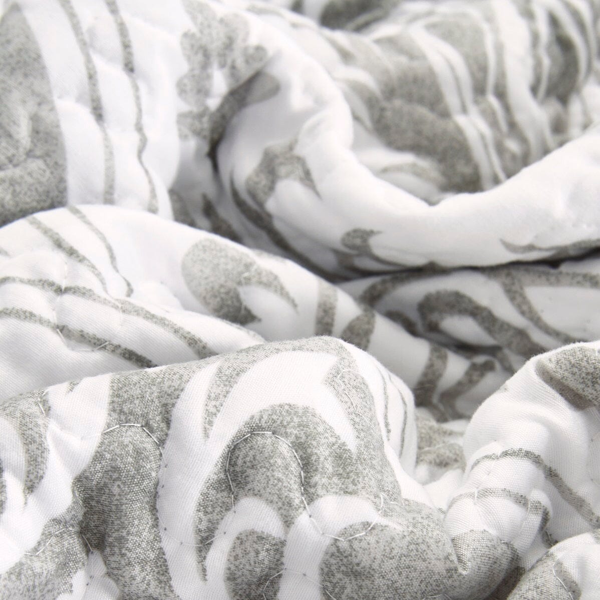 Tache Dreamy Moon Sky Ogee Damask Heather Grey White Quilt Set (TB300) - Tache Home Fashion