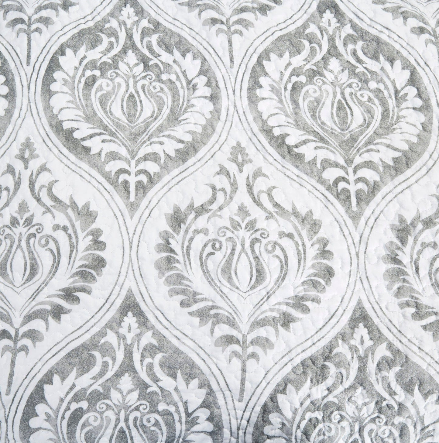 Tache Dreamy Moon Sky Ogee Damask Heather Grey White Quilt Set (TB300) - Tache Home Fashion
