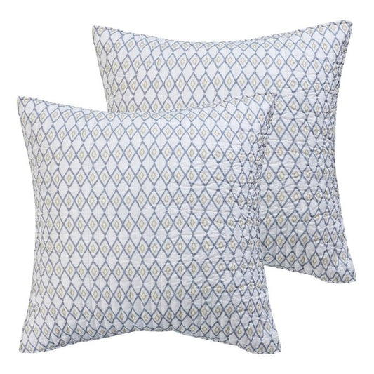 Tamsin Grey Euro Sham Set of 2 - Floral Pillow Shams - Quahog Bay Bedding
