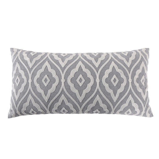 Tamsin Grey Geometric Pillow - Floral Accent Pillows - Quahog Bay Bedding