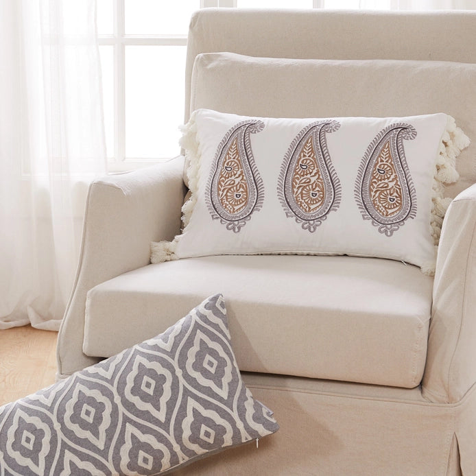 Tamsin Grey Geometric Pillow - Floral Accent Pillows