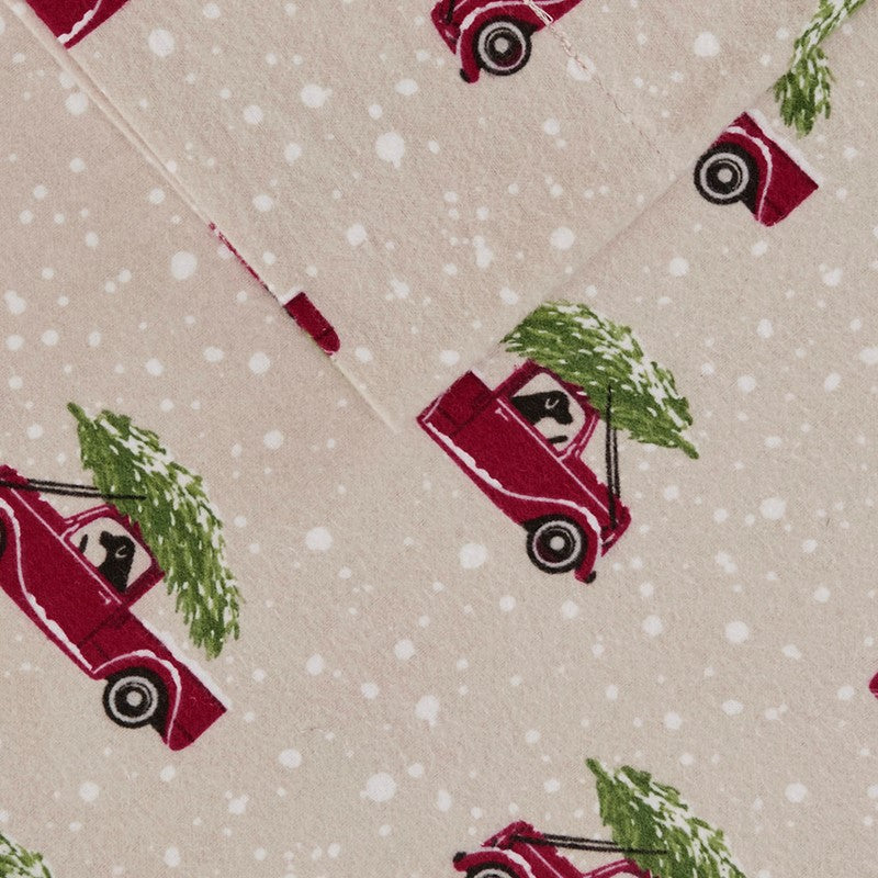 Woolrich 100% Cotton Printed Flannel Sheet Set - Tan Cars
