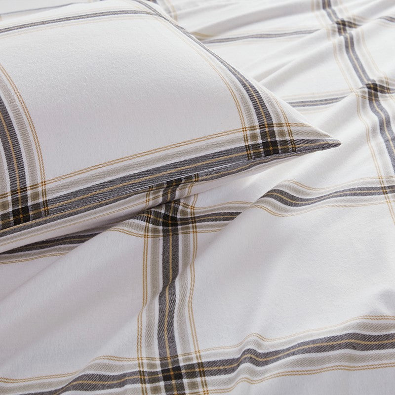 Woolrich 100% Cotton Printed Flannel Sheet Set - Tan Plaid