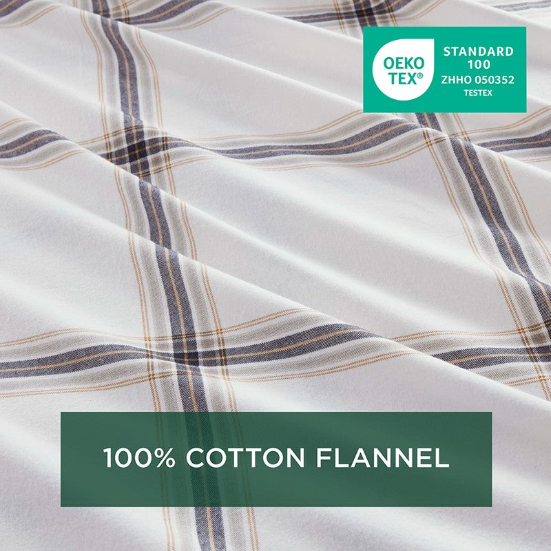 Woolrich 100% Cotton Printed Flannel Sheet Set - Tan Plaid