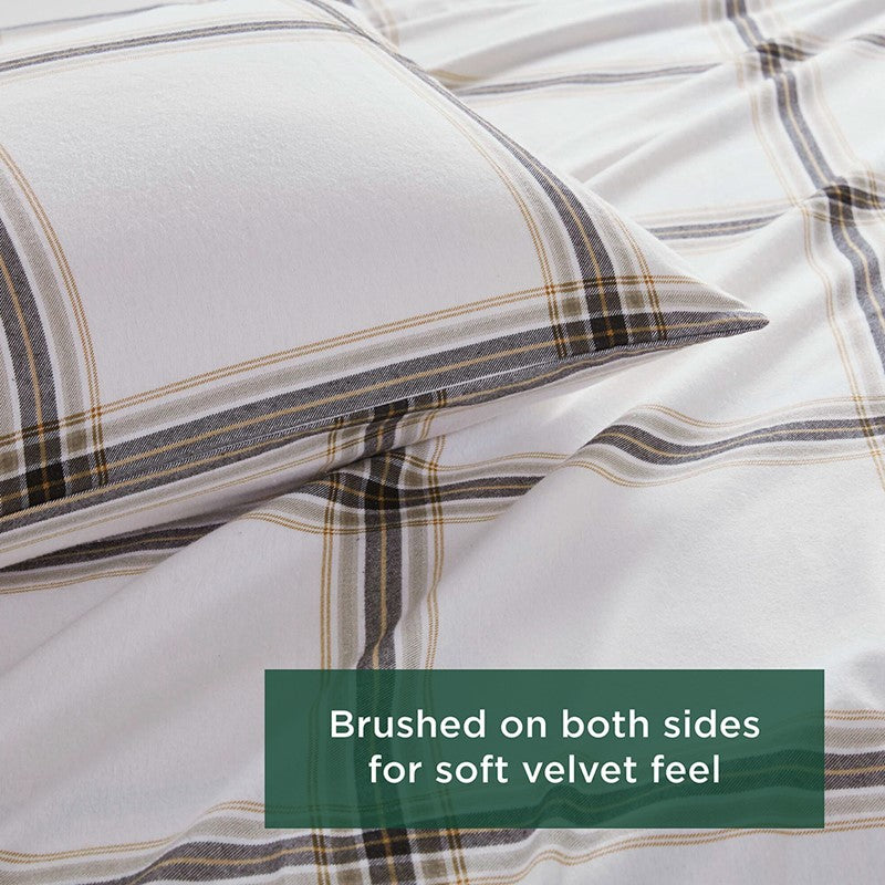 Woolrich 100% Cotton Printed Flannel Sheet Set - Tan Plaid