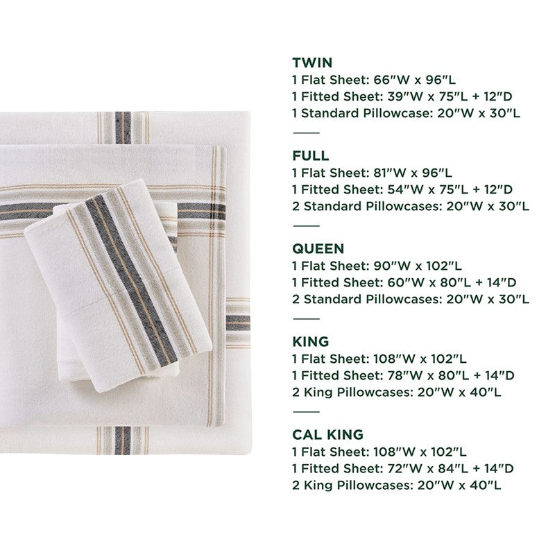 Woolrich 100% Cotton Printed Flannel Sheet Set - Tan Plaid