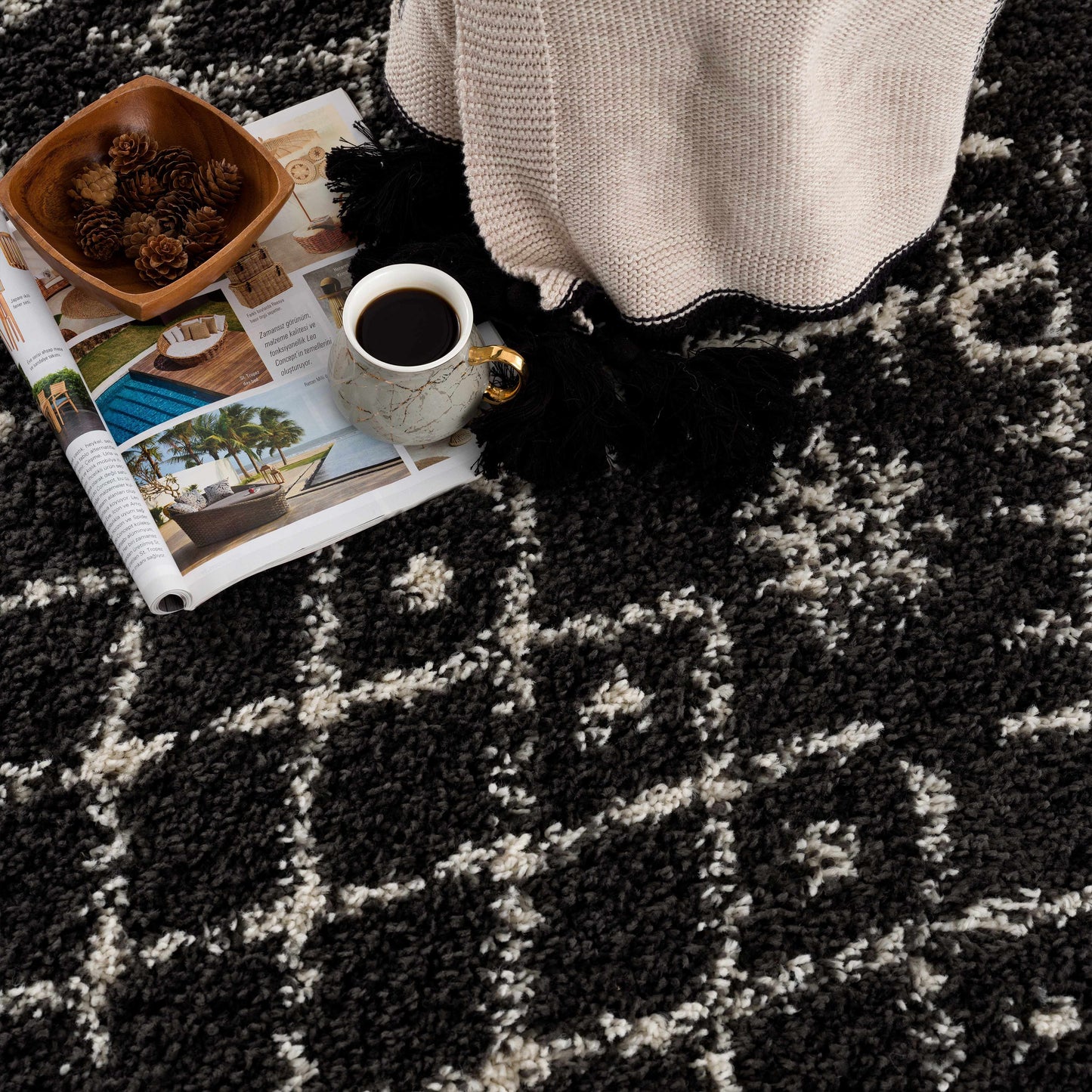 Thetford Black Berber Shag Rug - Clearance - Quahog Bay Bedding