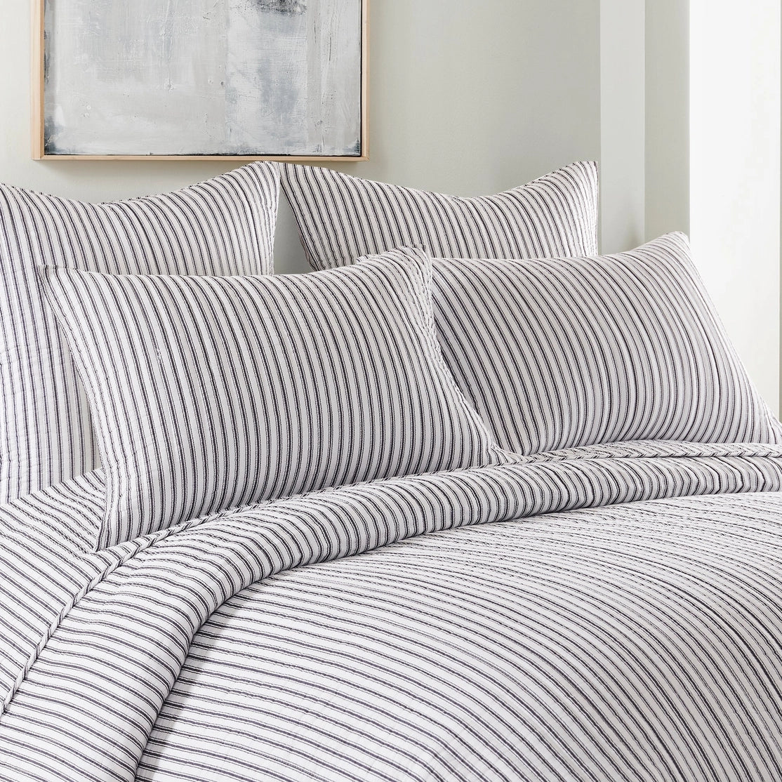 Tobago Stripe Reversible Quilt Set Nautical Bedding Set - Quahog Bay Bedding