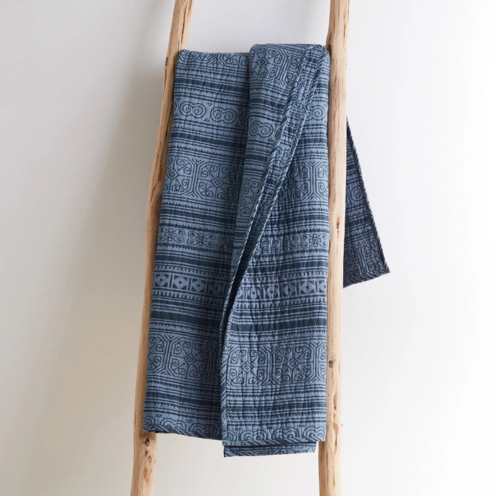 Tolteca Navy Blue Quilted Nautical Throw Blanket - Quahog Bay Bedding