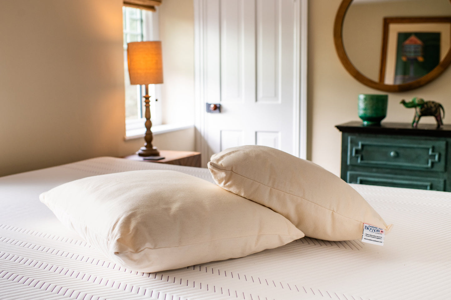 Natural Cotton Pillow With Wool Filling - American Made With USA Grown Cotton