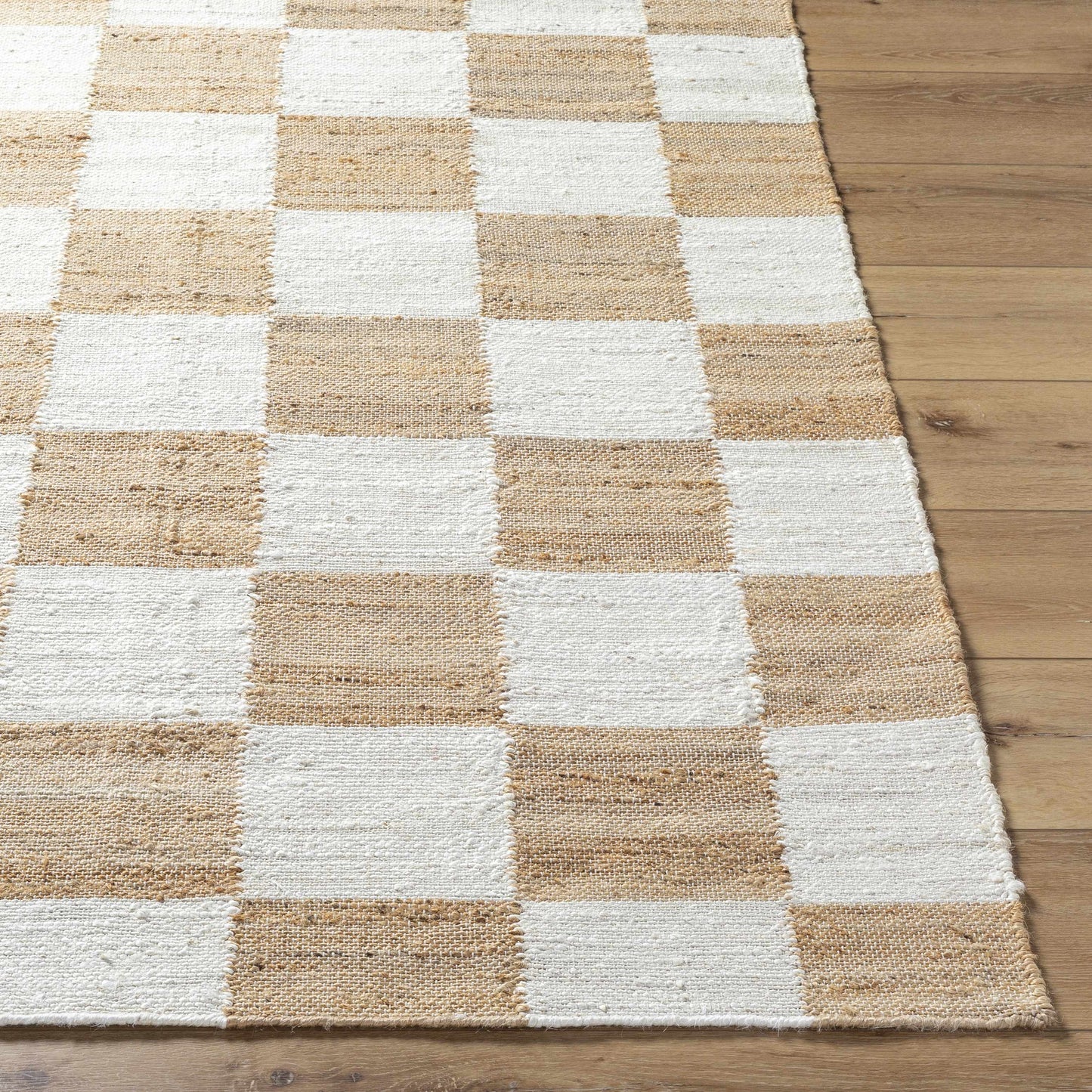 Tyhir Checkered Jute Rug - Quahog Bay Bedding