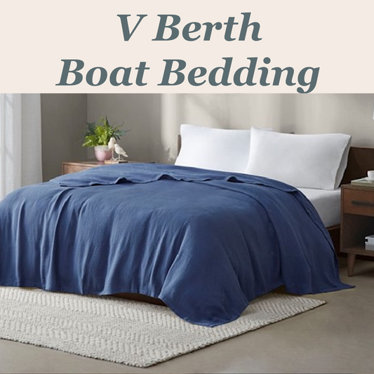 100% Cotton V Berth Boat Blanket  V-Berth Basket Weave Boat Blanket - CinchFit USA Luxury Boat Bedding