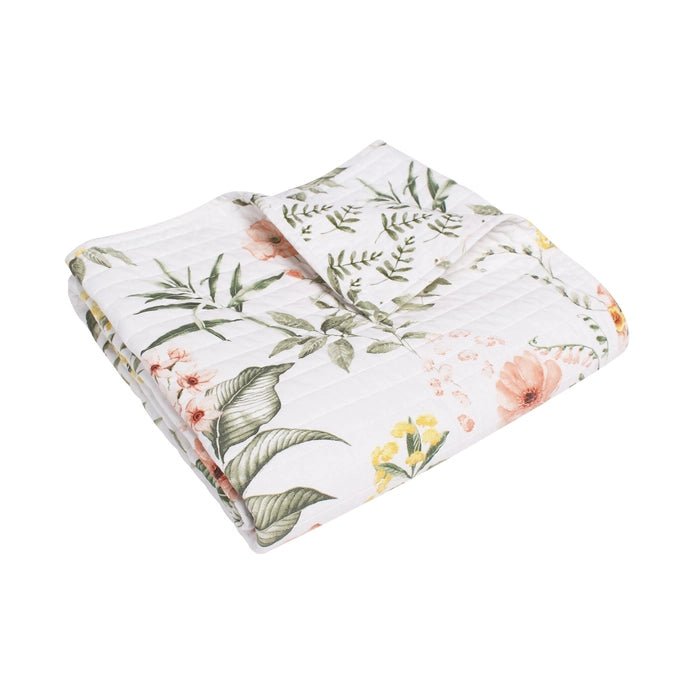 Viviana Quilted Cotton Coastal Floral Throw Blanket - Quahog Bay Bedding