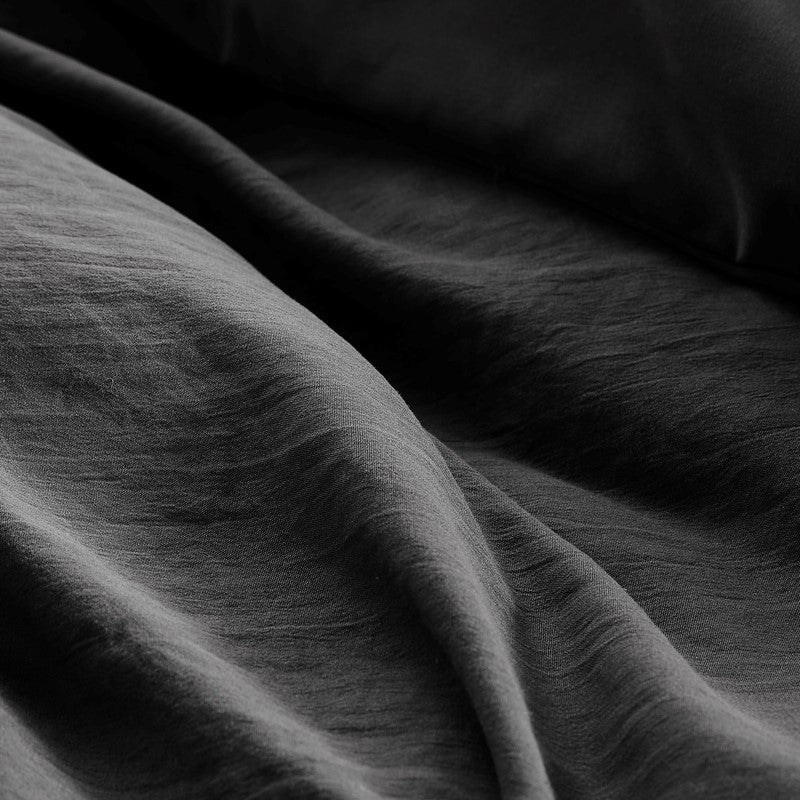 Walker Soft Washed Pleated Comforter Set - Black