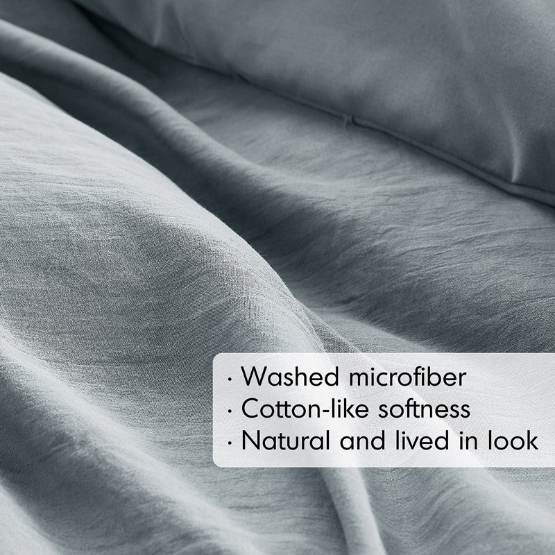 Walker Soft Washed Pleated Comforter Set - Blue/Grey