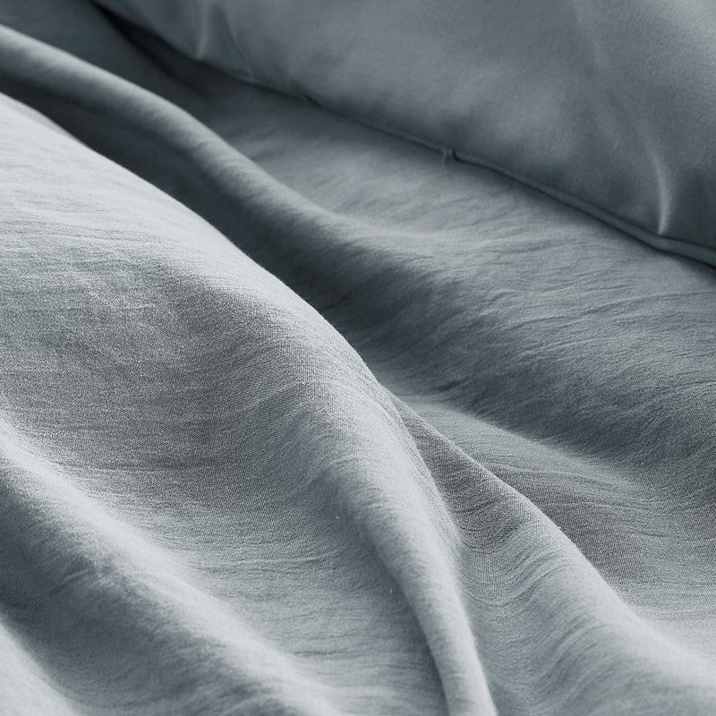 Walker Soft Washed Pleated Comforter Set - Blue/Grey