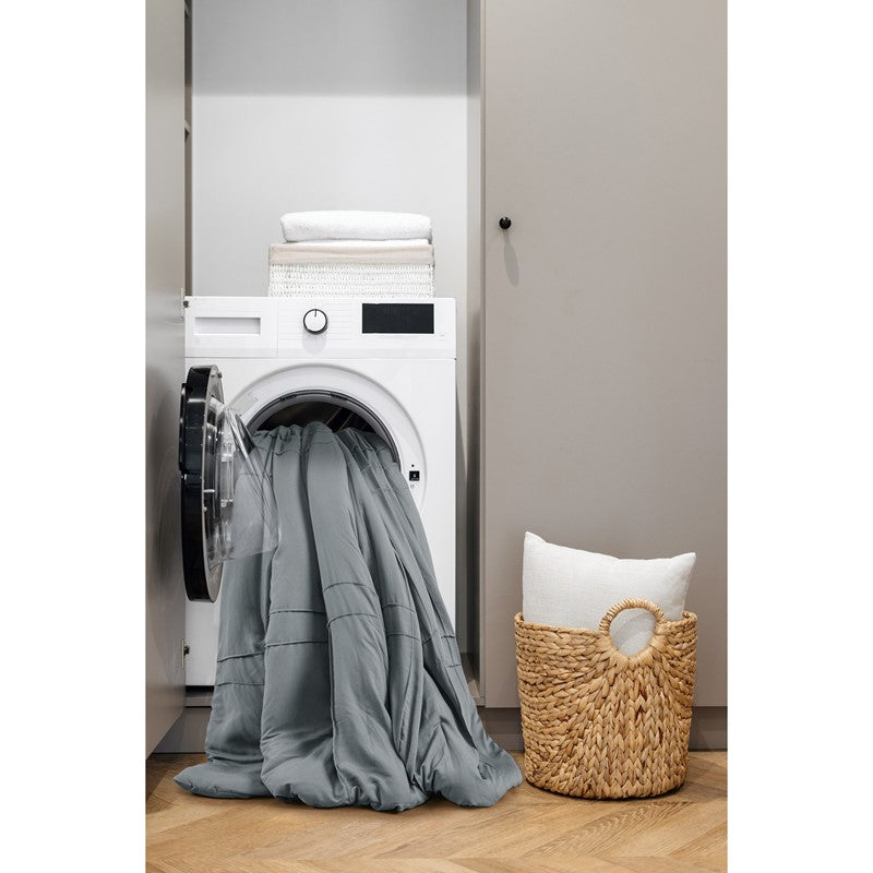 Walker Soft Washed Pleated Comforter Set - Blue/Grey