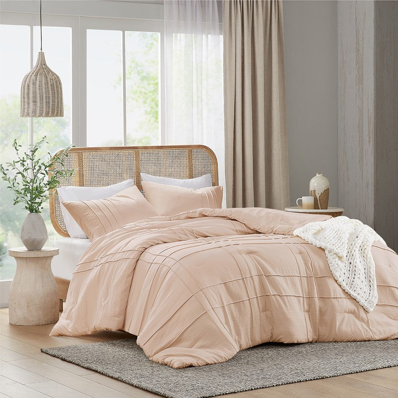 Walker Soft Washed Pleated Comforter Set - Blush
