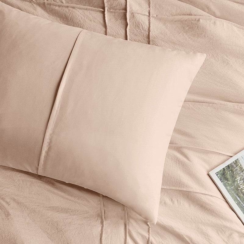Walker Soft Washed Pleated Comforter Set - Blush