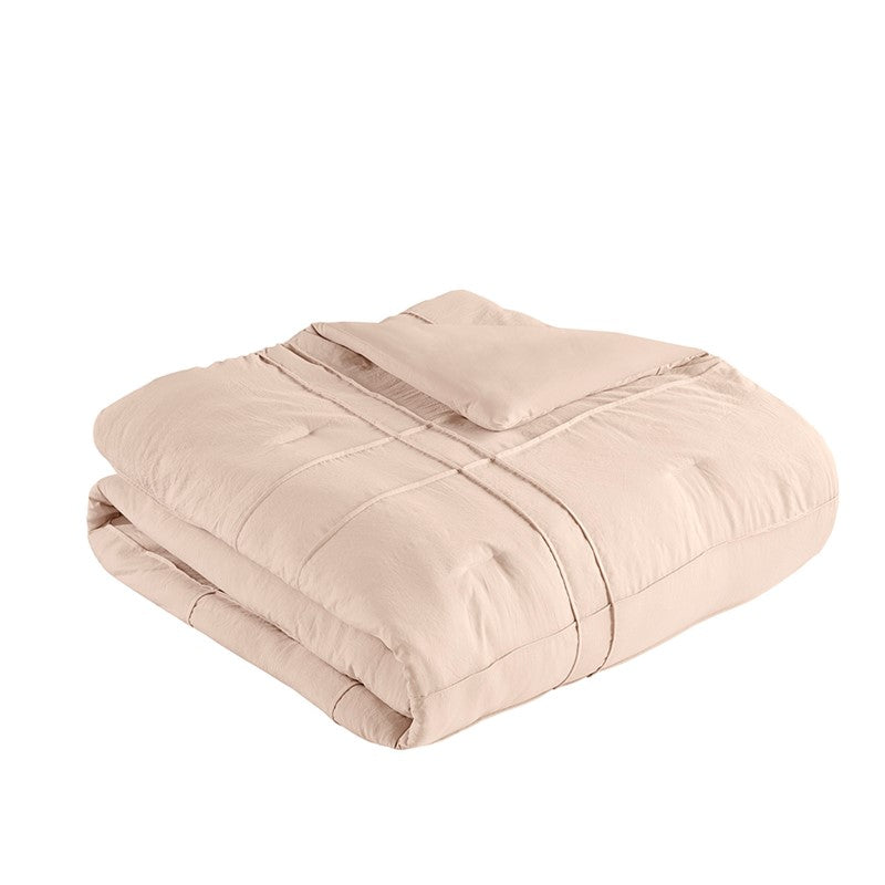 Walker Soft Washed Pleated Comforter Set - Blush