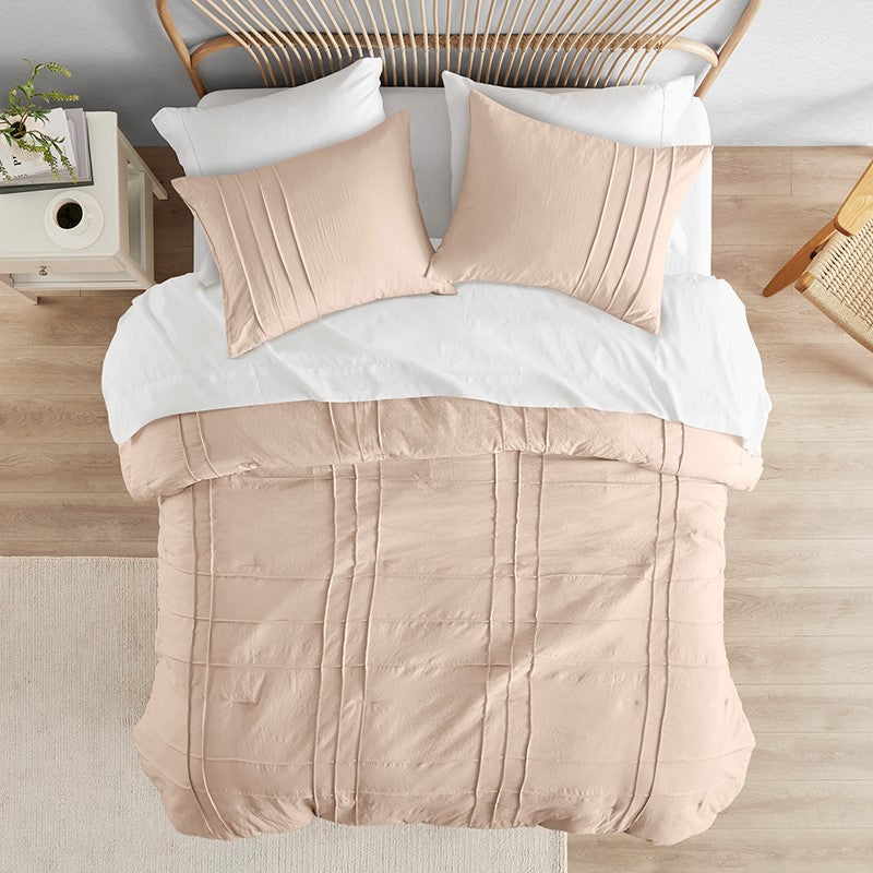 Walker Soft Washed Pleated Comforter Set - Blush