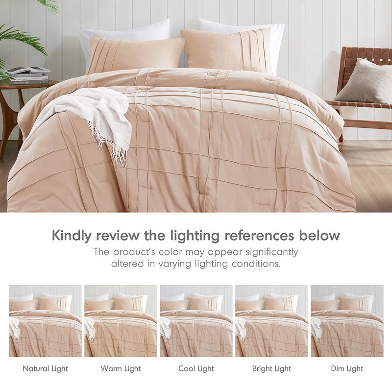 Walker Soft Washed Pleated Comforter Set - Blush