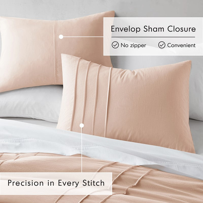 Walker Soft Washed Pleated Comforter Set - Blush
