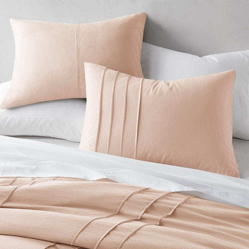 Walker Soft Washed Pleated Comforter Set - Blush