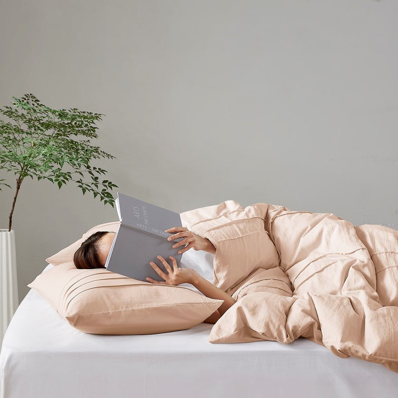 Walker Soft Washed Pleated Comforter Set - Blush
