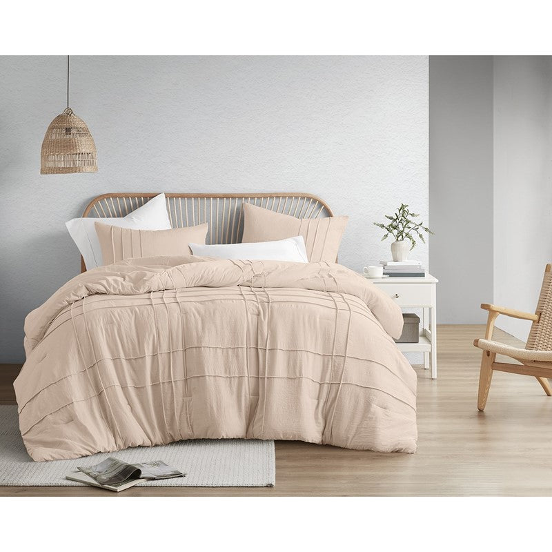 Walker Soft Washed Pleated Comforter Set - Blush