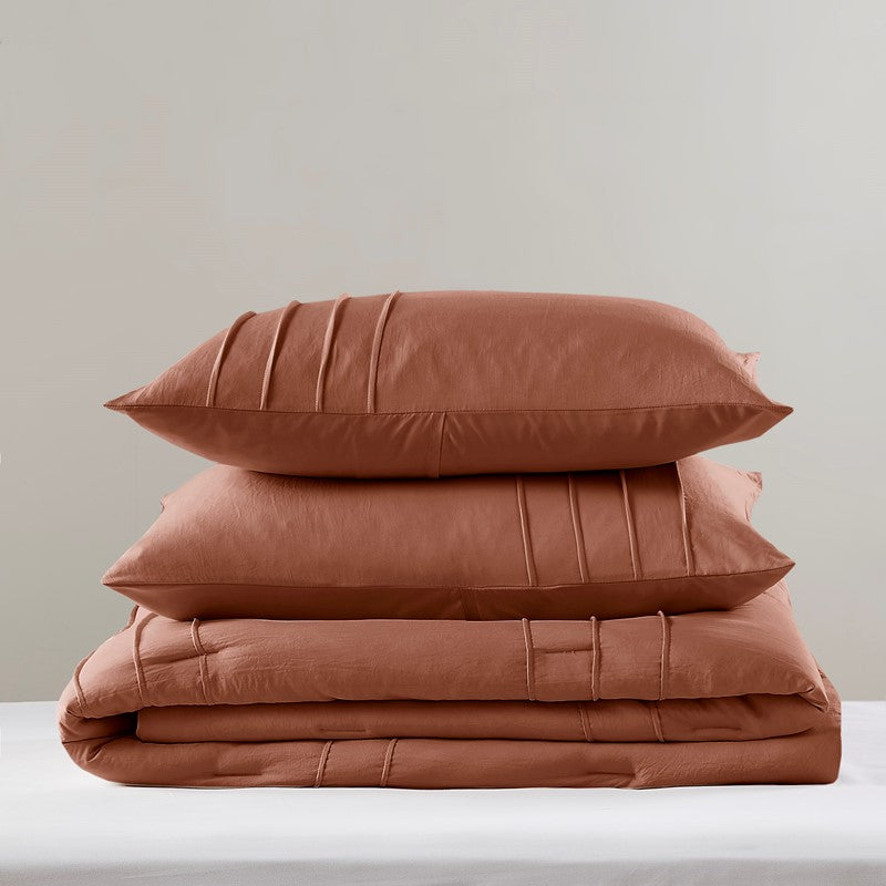 Walker Soft Washed Pleated Comforter Set - Clay