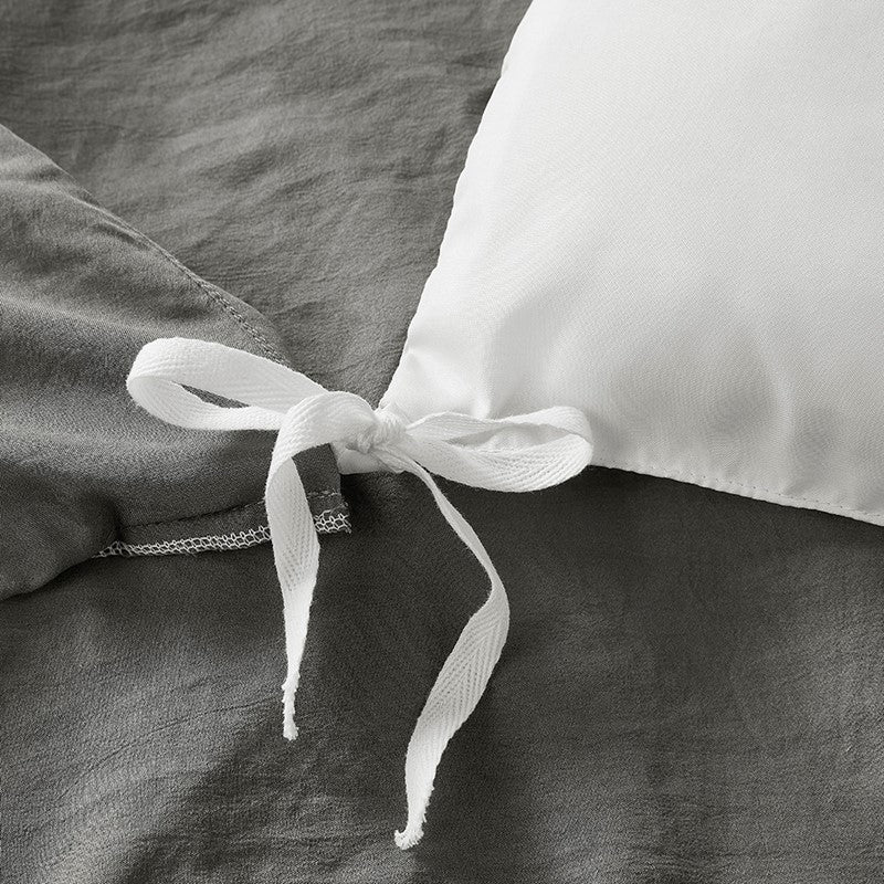 Walker Soft Washed Pleated Comforter Set - Grey