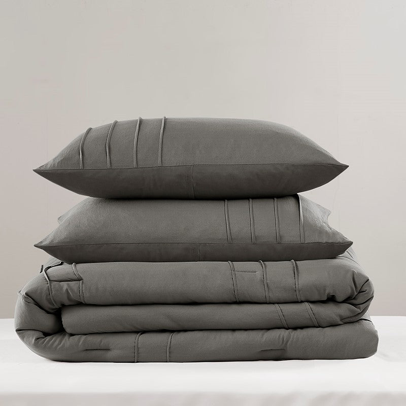 Walker Soft Washed Pleated Comforter Set - Grey