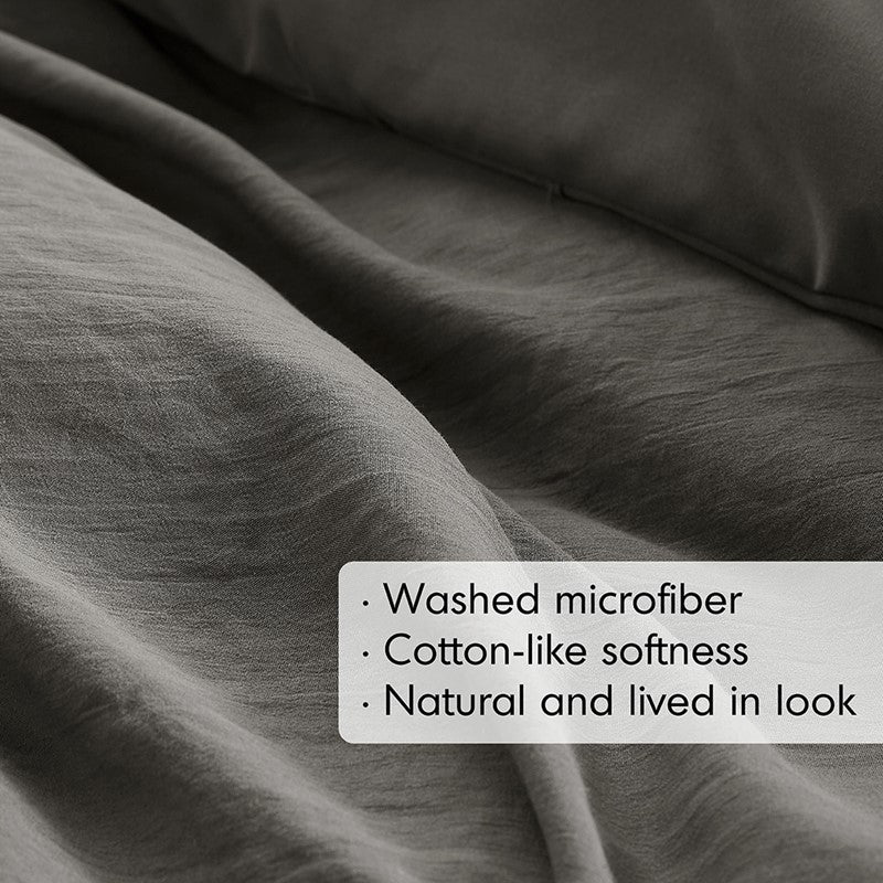 Walker Soft Washed Pleated Comforter Set - Grey