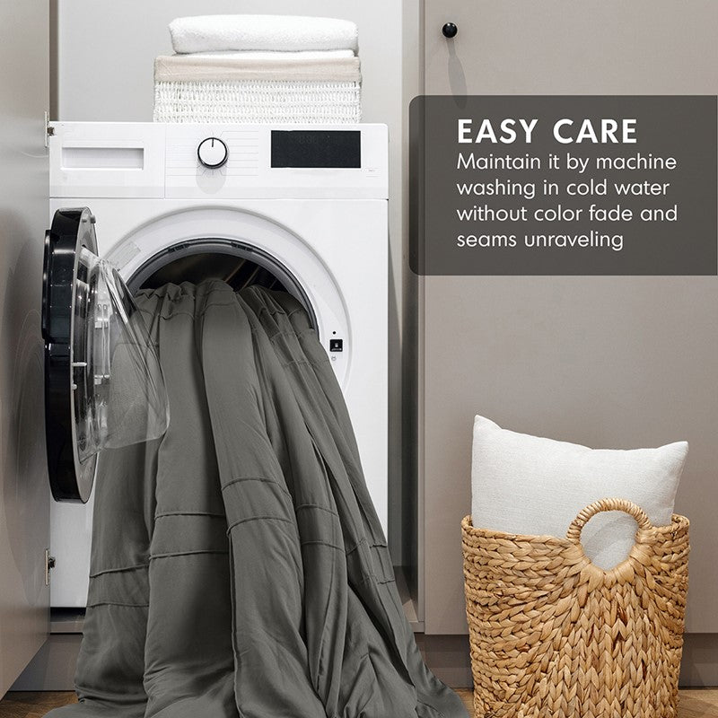 Walker Soft Washed Pleated Comforter Set - Grey