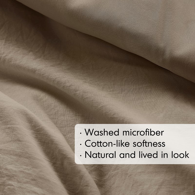 Walker Soft Washed Pleated Comforter Set - Khaki