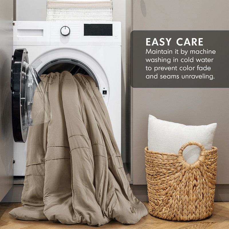 Walker Soft Washed Pleated Comforter Set - Khaki