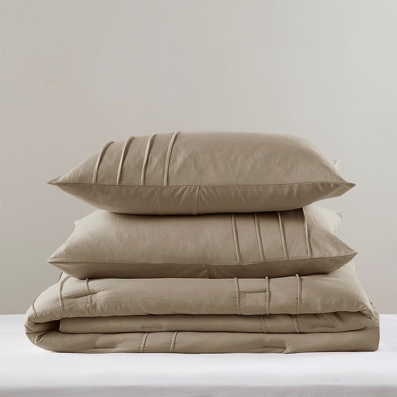 Walker Soft Washed Pleated Comforter Set - Khaki