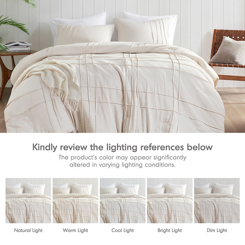 Walker Soft Washed Pleated Comforter Set - Neutral