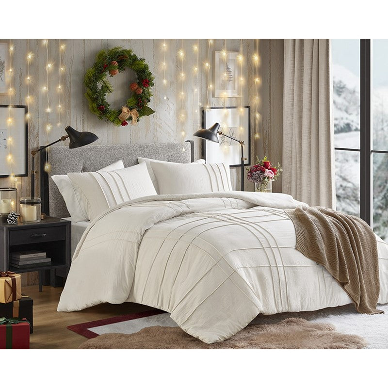 Walker Soft Washed Pleated Comforter Set - Neutral