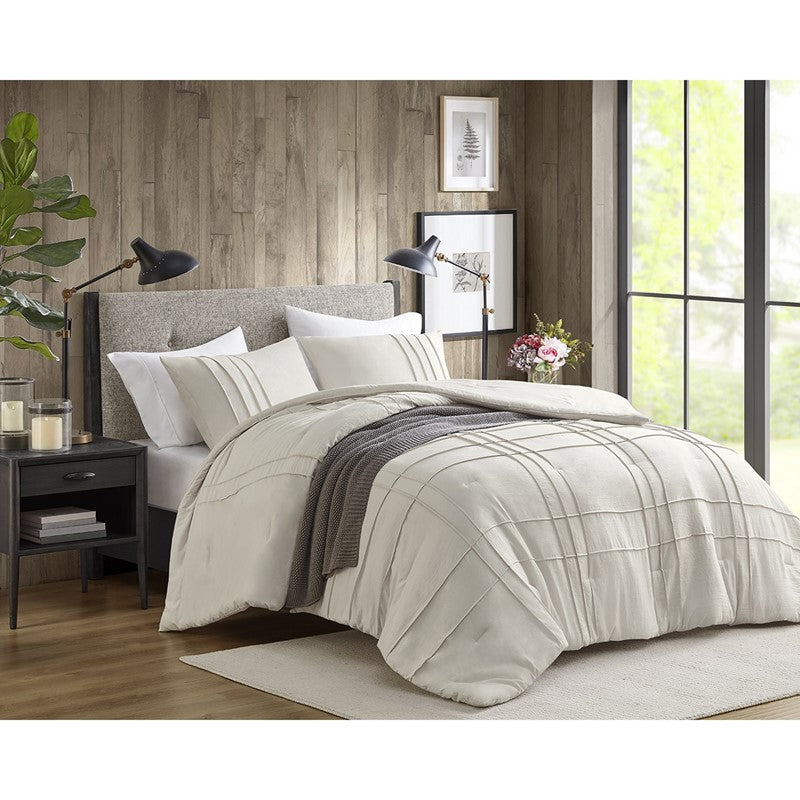 Walker Soft Washed Pleated Comforter Set - Neutral