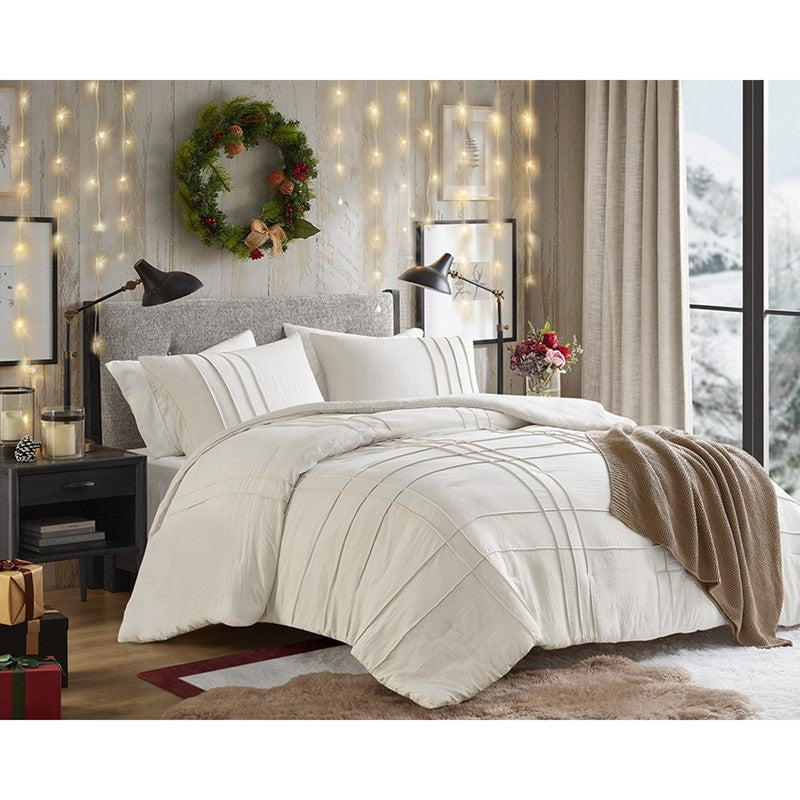 Walker Soft Washed Pleated Comforter Set - Neutral