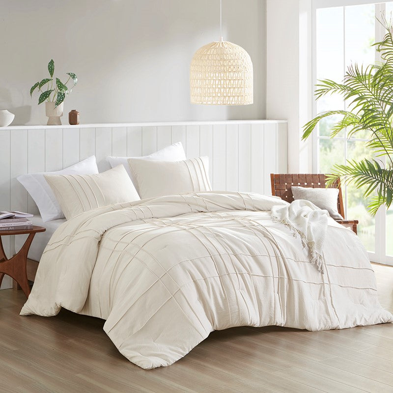 Walker Soft Washed Pleated Comforter Set - Neutral