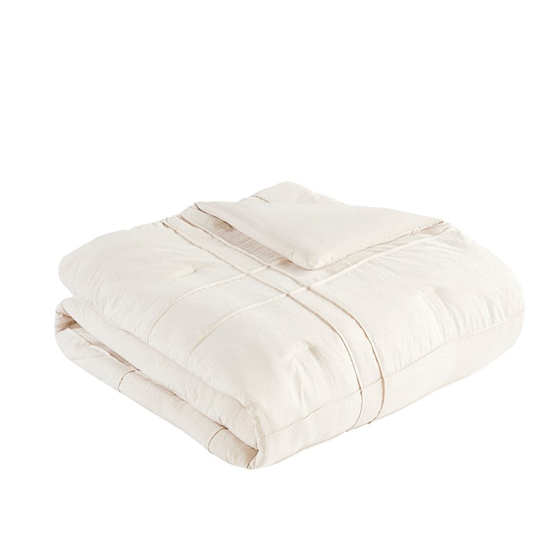 Walker Soft Washed Pleated Comforter Set - Neutral