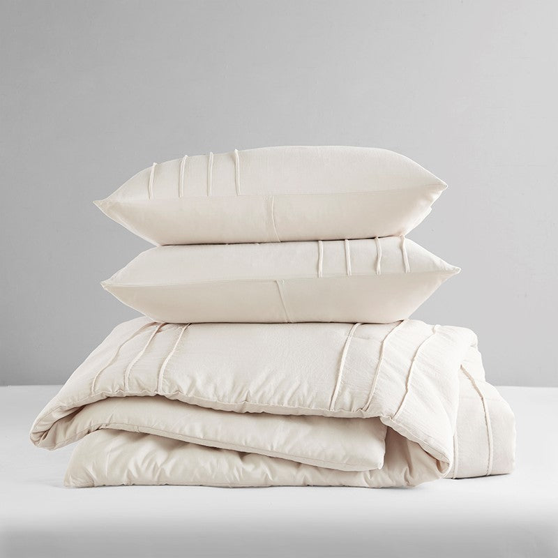 Walker Soft Washed Pleated Comforter Set - Neutral