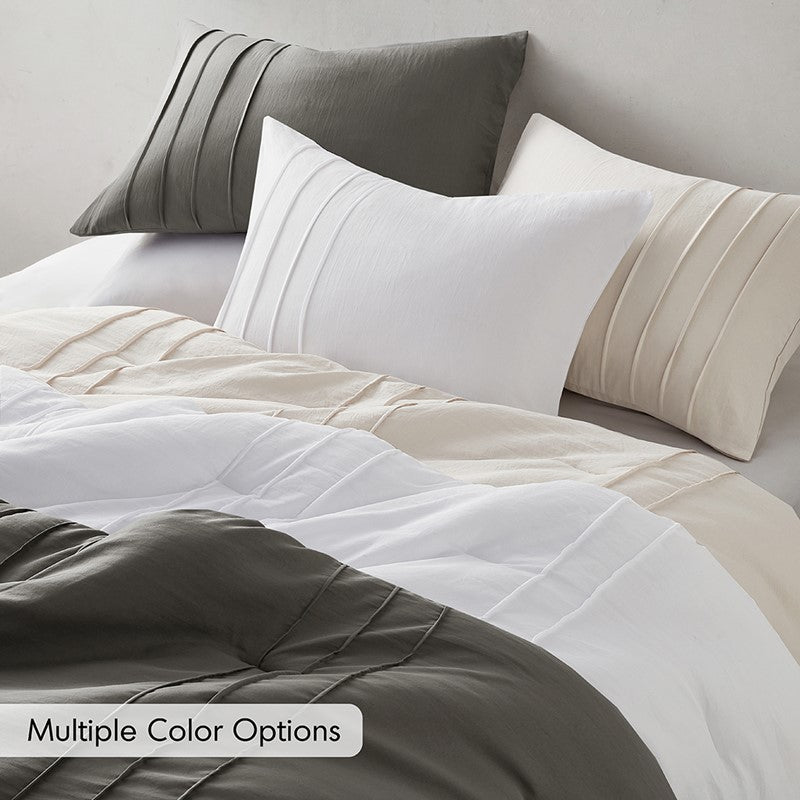 Walker Soft Washed Pleated Comforter Set - Neutral