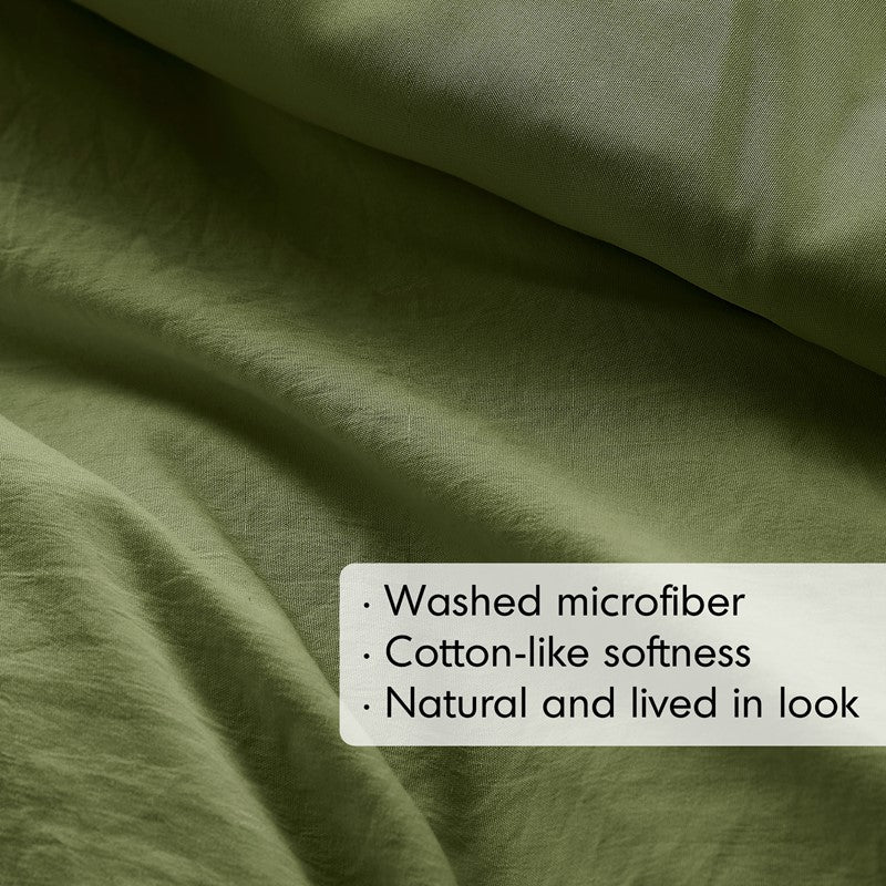 Walker Soft Washed Pleated Comforter Set - Olive Green