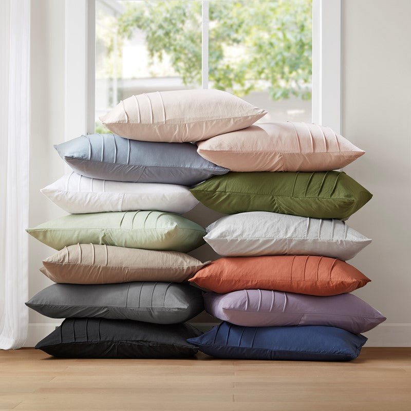 Walker Soft Washed Pleated Comforter Set - Olive Green