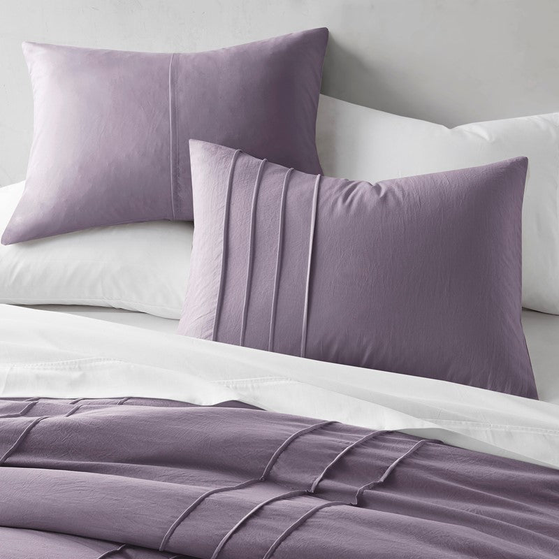 Walker Soft Washed Pleated Comforter Set - Purple