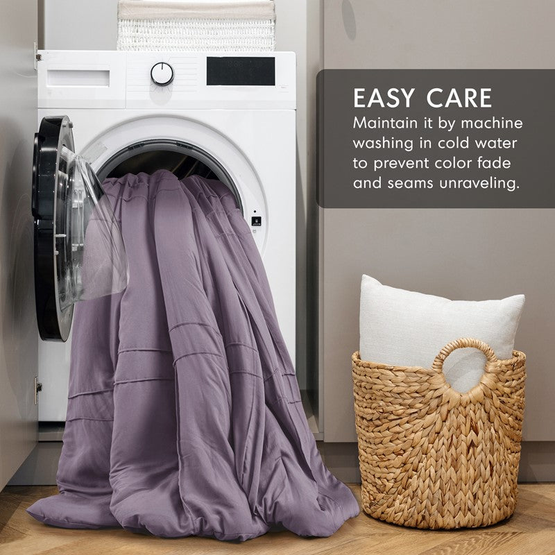 Walker Soft Washed Pleated Comforter Set - Purple